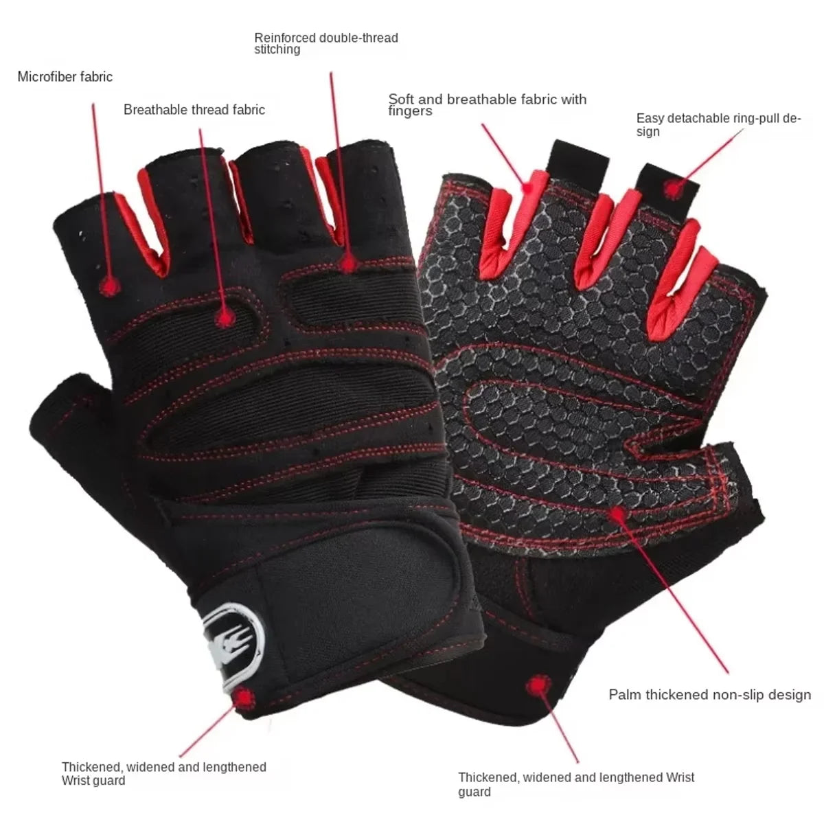 Men's Unisex Fitness & Weightlifting Gloves with Wrist Support