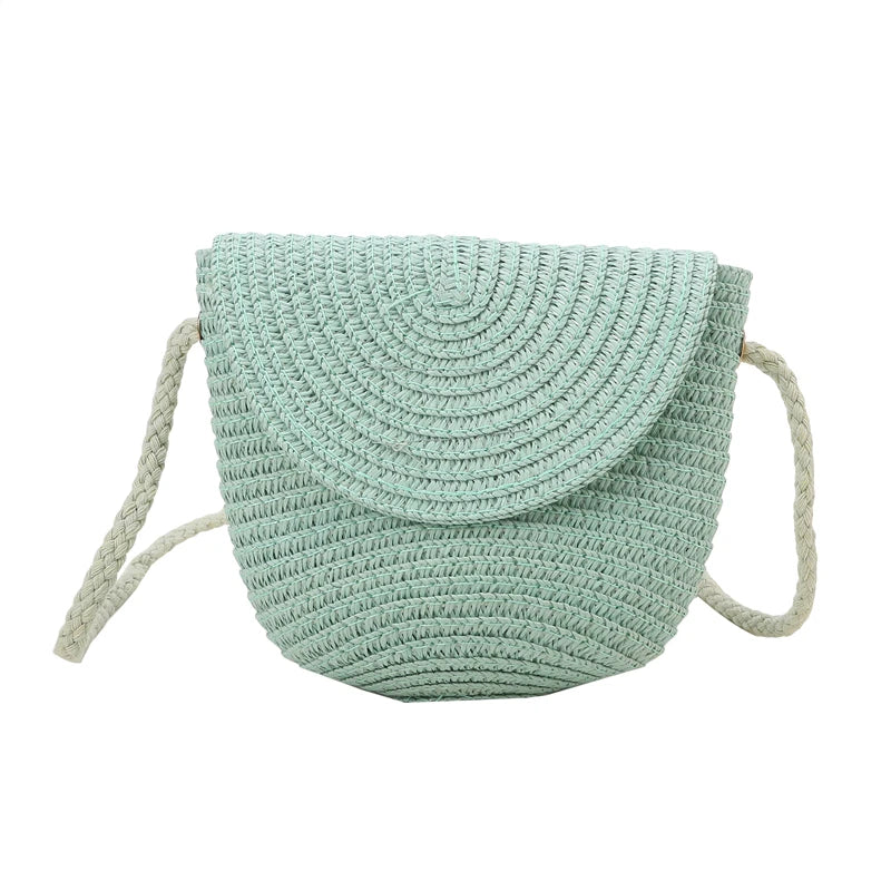 Girls’ Woven Straw Crossbody Shoulder Messenger Bag