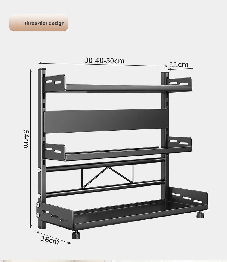 Multi-Layer Kitchen Storage Rack Carbon Steel for Spices and Tools