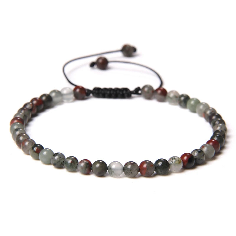 4MM Natural Stone Beaded Bracelet – Adjustable Unisex Quartz