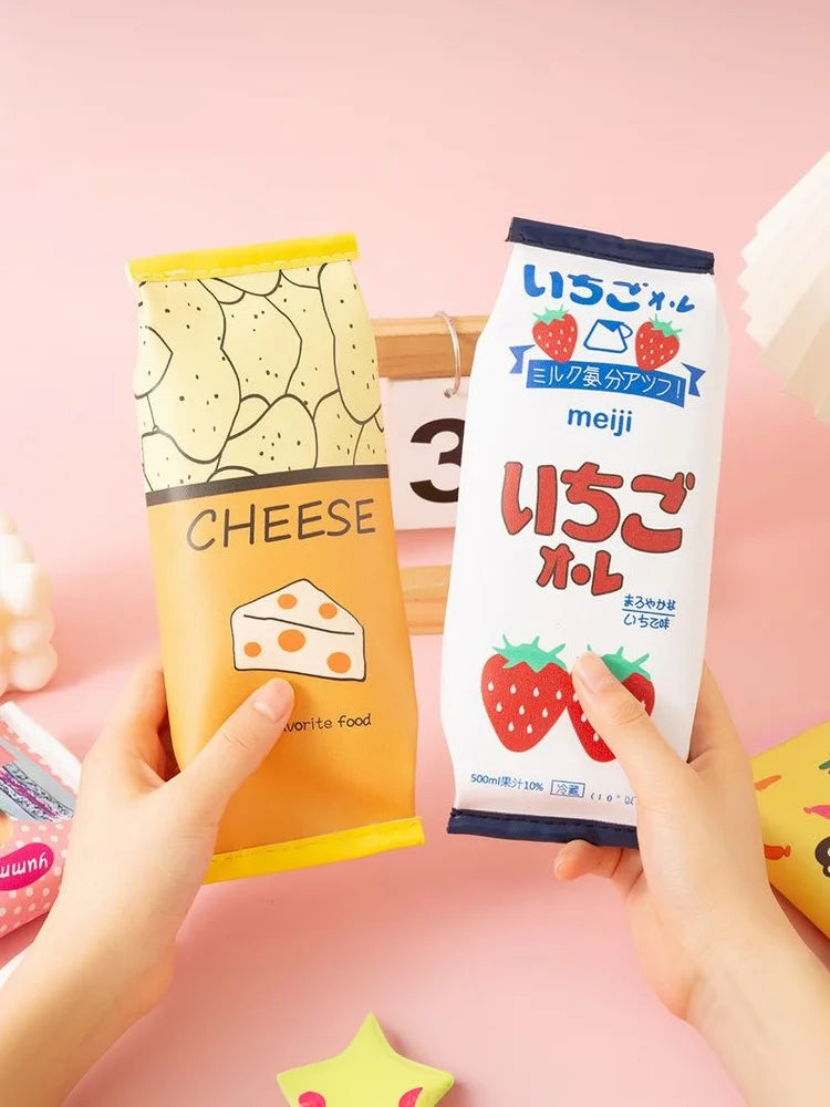 Random 1Pc Creative Simulation Snack Pencil Case PU Leather School Pencil Bag Student Pen Bag Kid Stationery Bag Fun Organizer