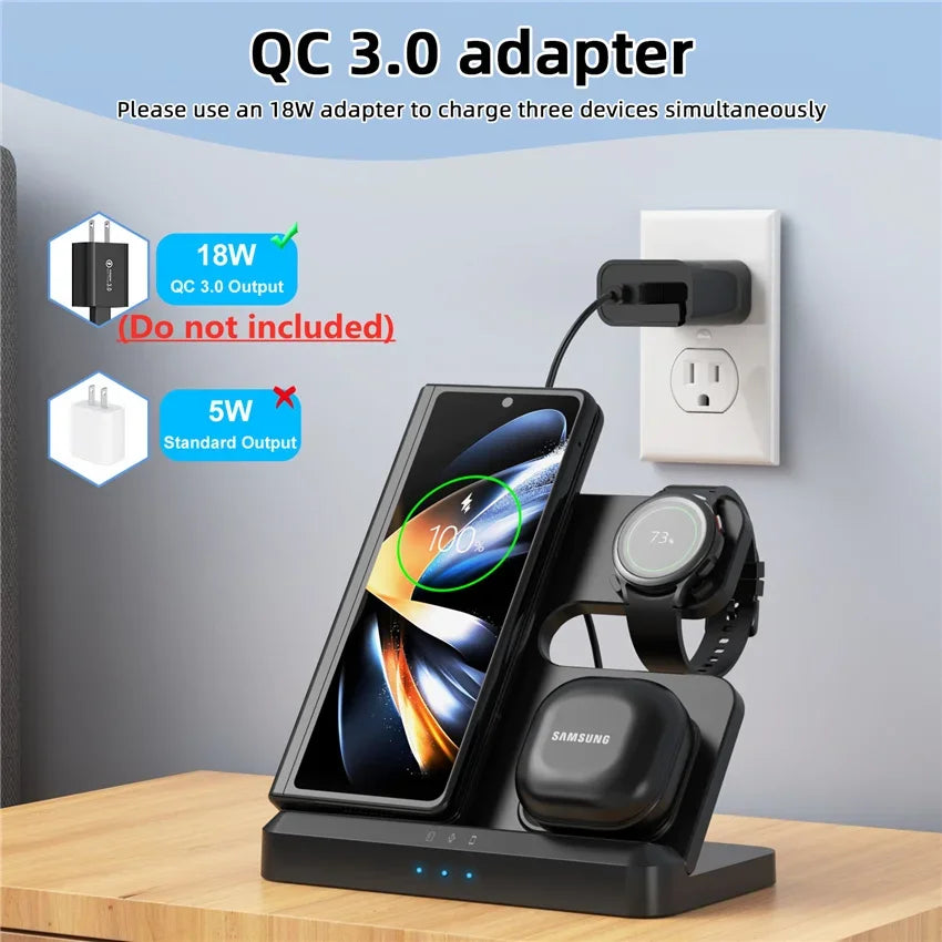 100W 3-in-1 Wireless Charger Stand – Fast Charging Dock