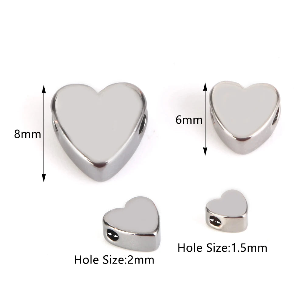 30pcs Gold & Silver Heart Spacer Beads