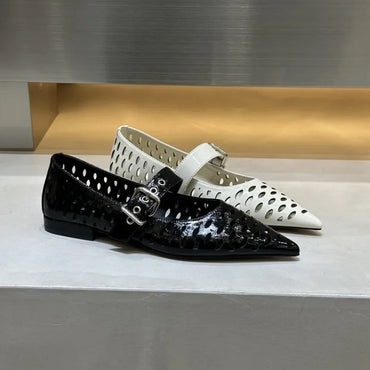 Women Sandals Pointed Toe  Flats Hollow Loafers Shoes