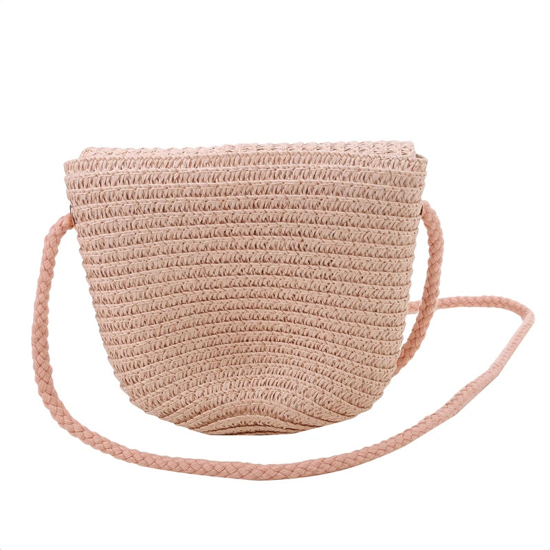 Girls’ Woven Straw Crossbody Shoulder Messenger Bag
