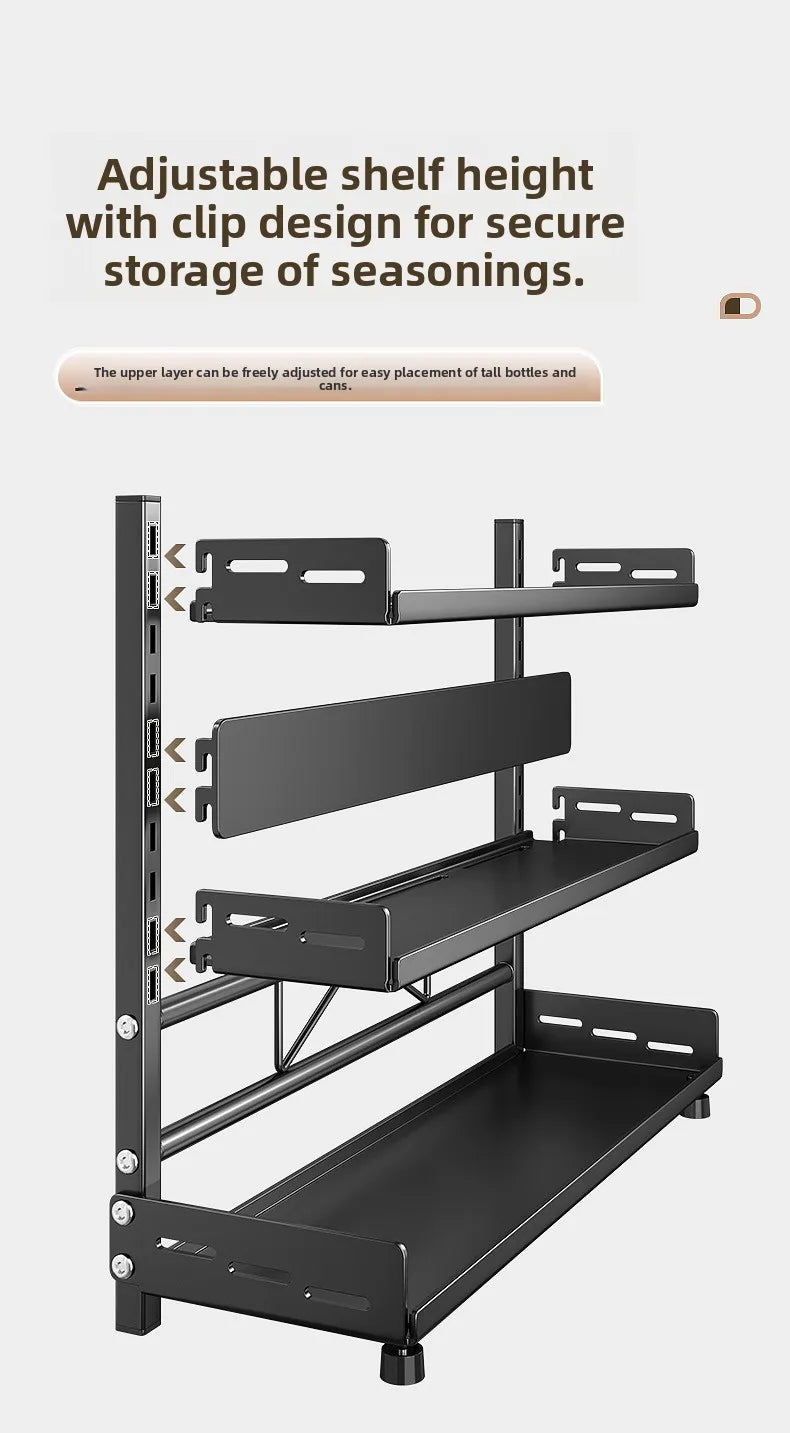 Multi-Layer Kitchen Storage Rack Carbon Steel for Spices and Tools
