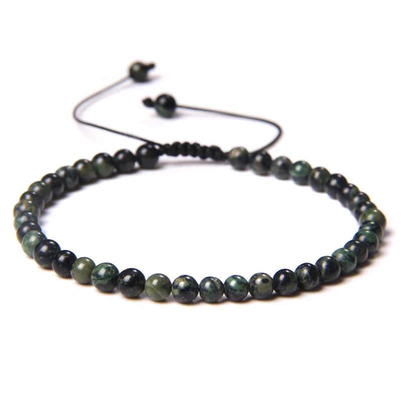 4MM Natural Stone Beaded Bracelet – Adjustable Unisex Quartz