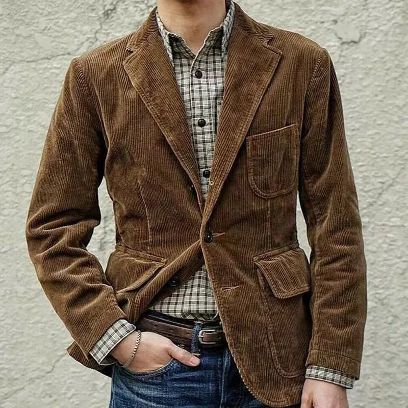 Men’s Corduroy Casual Suit Jacket – Autumn Fashion Coat