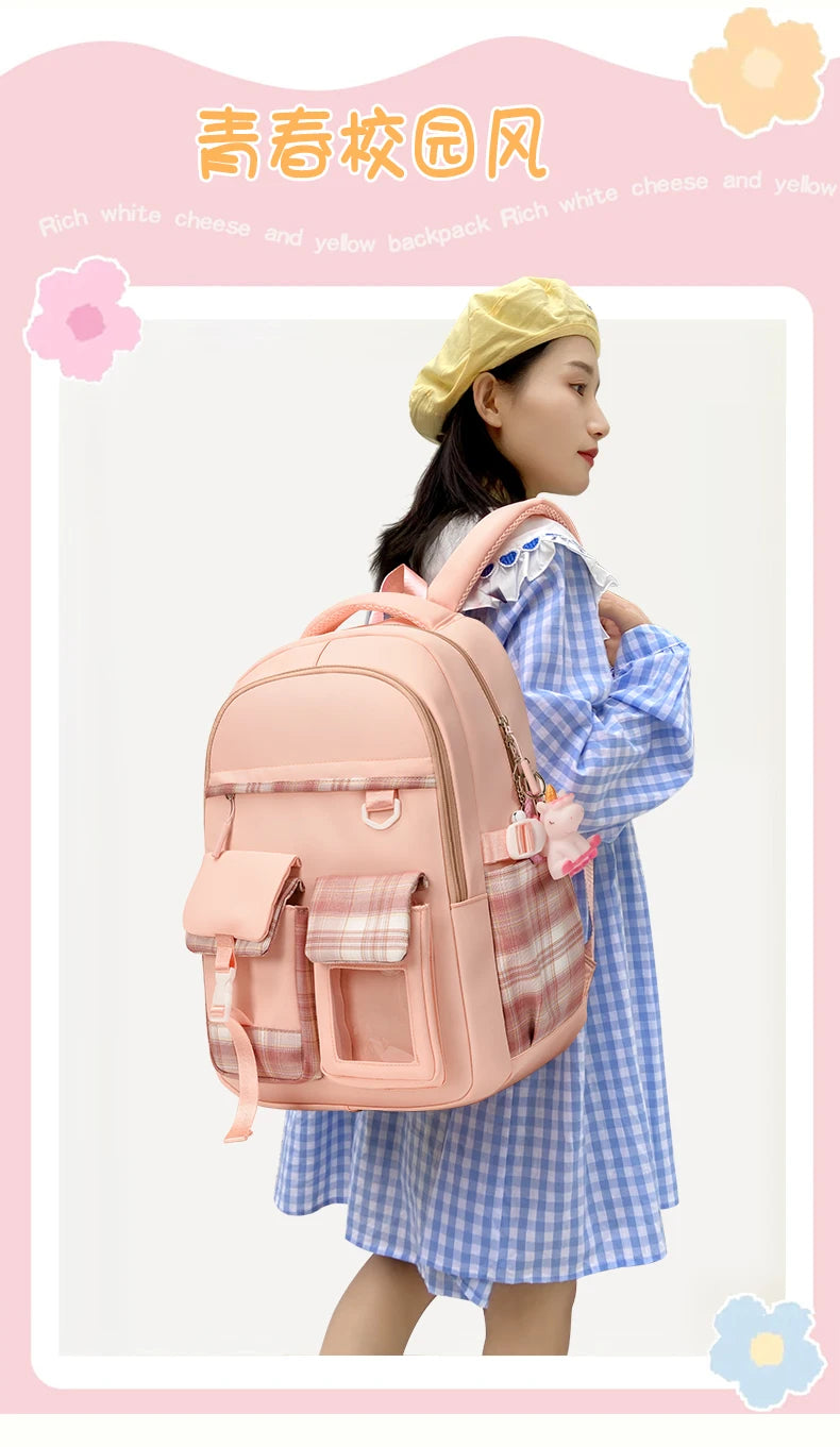 2025 New - Style Schoolbag for Primary School Girls, Suitable for Grades 1, 3 to 6, Child-Friendly, Load-Reducing and Spine