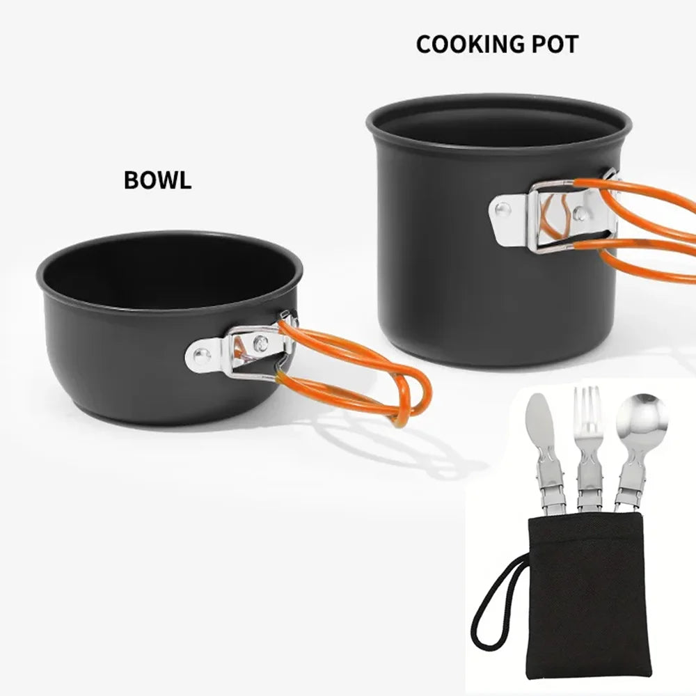 Portable Camping Cookware Set Outdoor Cooking Pot Kit