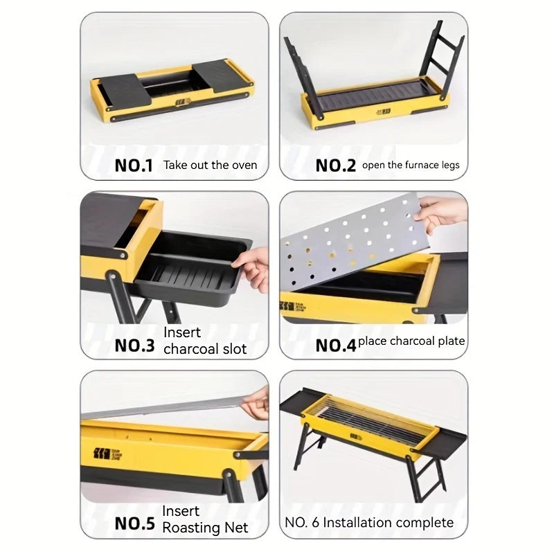 Foldable Camping BBQ Grill with Side Table