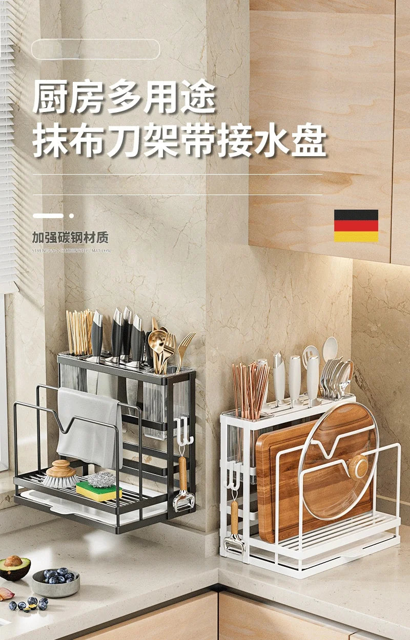 Wall-Mounted Stainless Steel Kitchen Storage Rack
