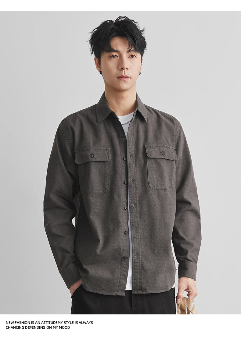 Men’s Cotton Work Shirt Jacket – Autumn Outdoor Safari Style