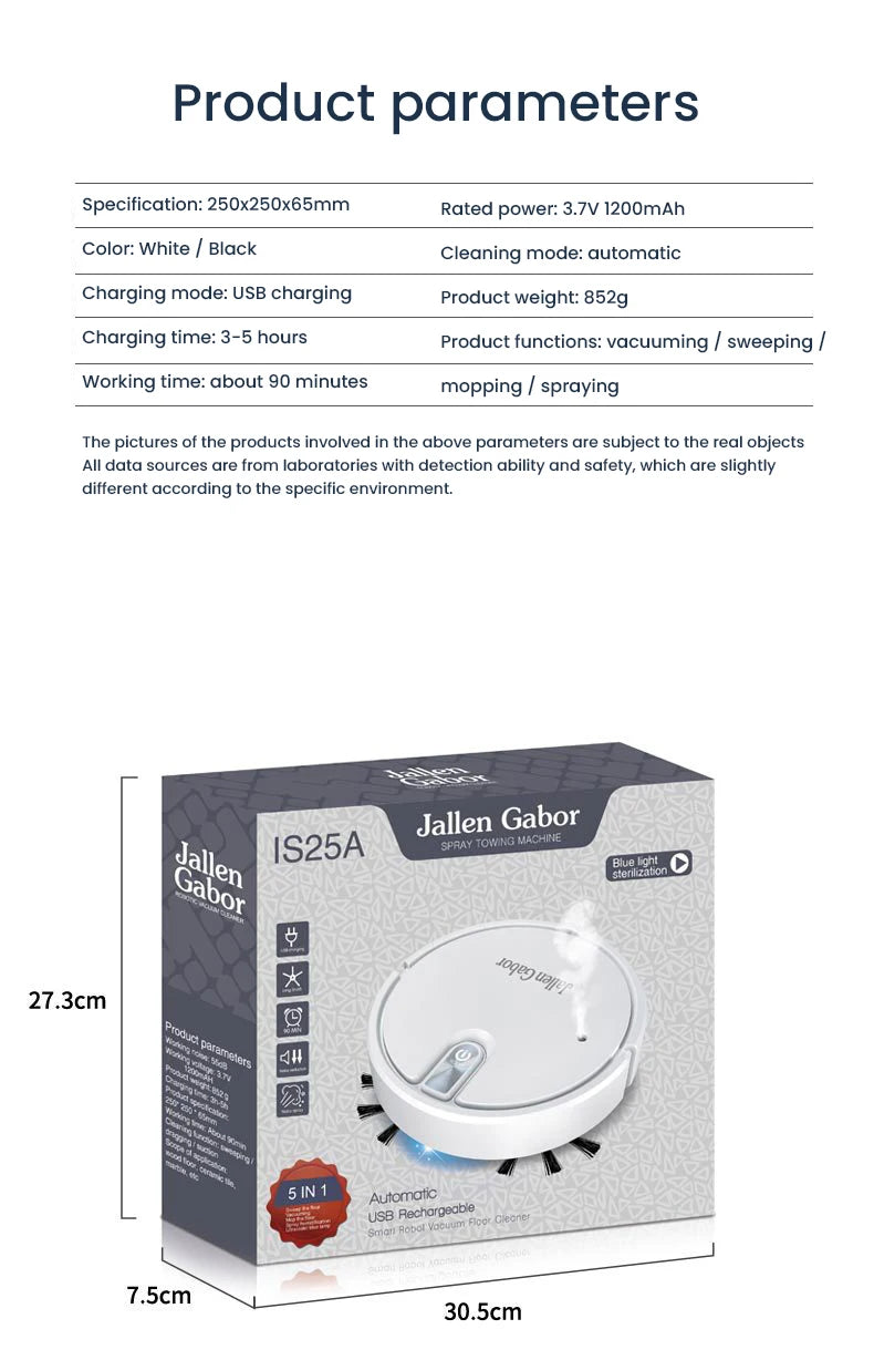 5-in-1 Wireless Smart Robot Vacuum Cleaner – Home Use