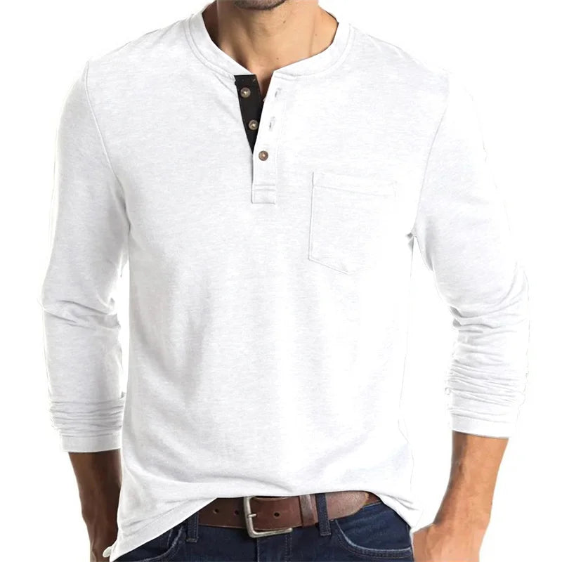 Men’s Casual Long Sleeve Elastic T-Shirt