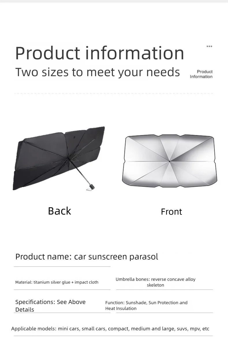 Car Sunshade Umbrella Front Windshield Heat Protector