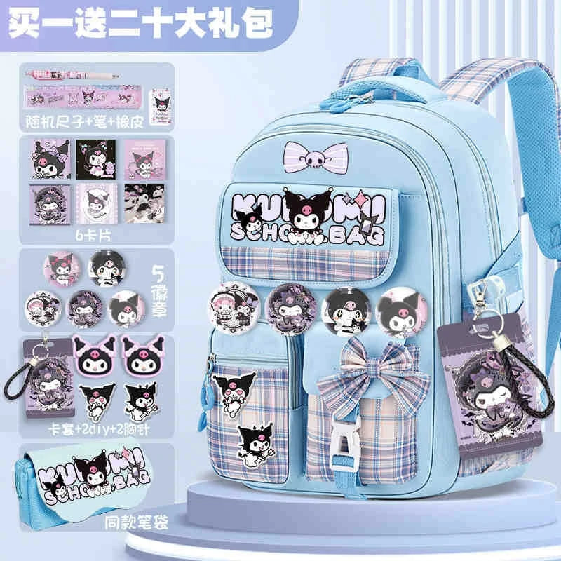 Sanrio Kuromi Schoolbag Girls' new 2024 high-volume spine-protecting light school backpack for grades 3-9