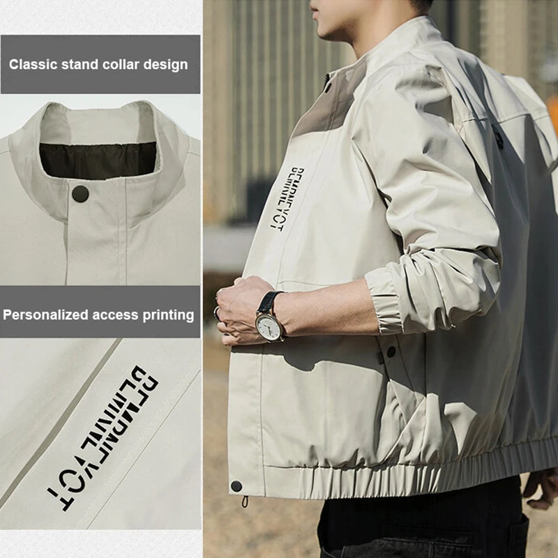 Men’s Autumn Stand Collar Jacket – Korean Style