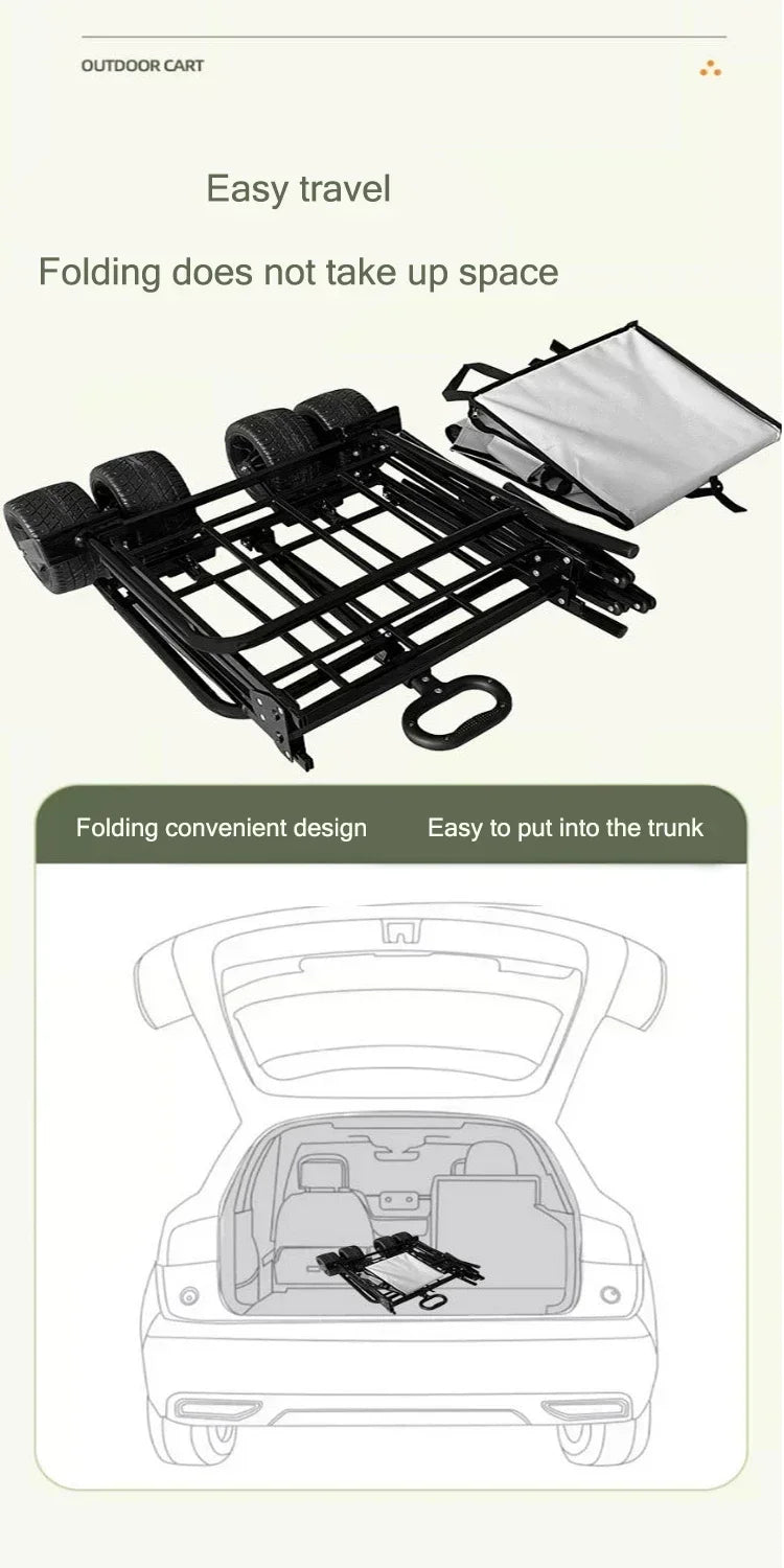 Foldable Camping Handcart with Sofa Seat Outdoor Storage