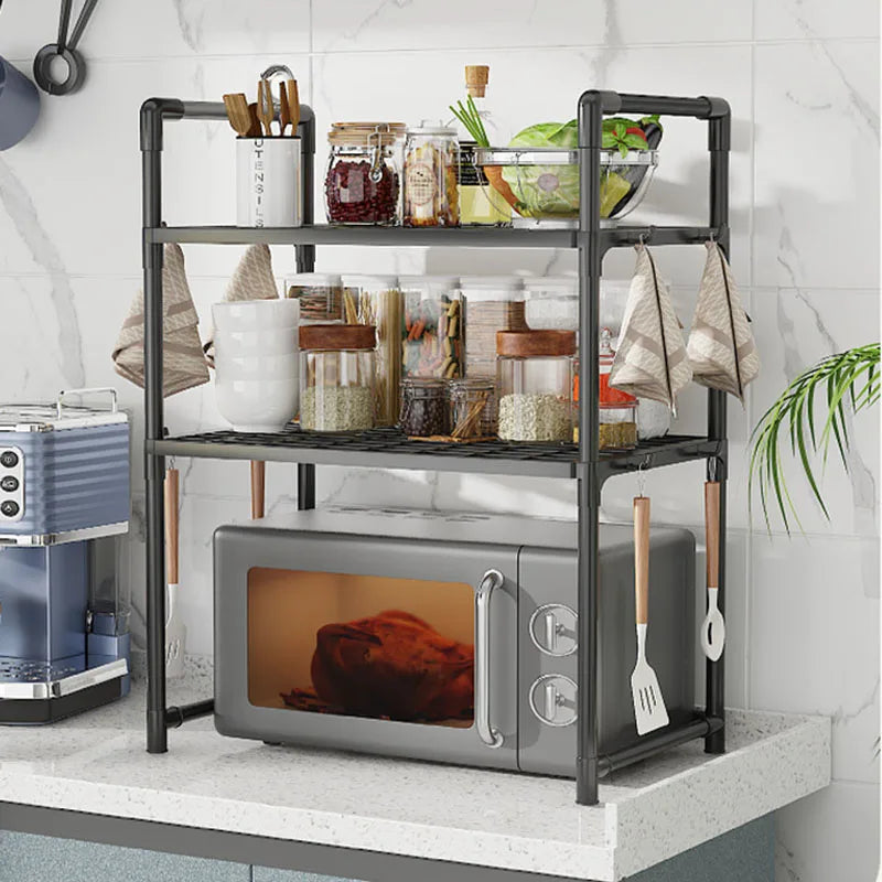2-Tier Kitchen Microwave Storage Rack Condiment Organizer