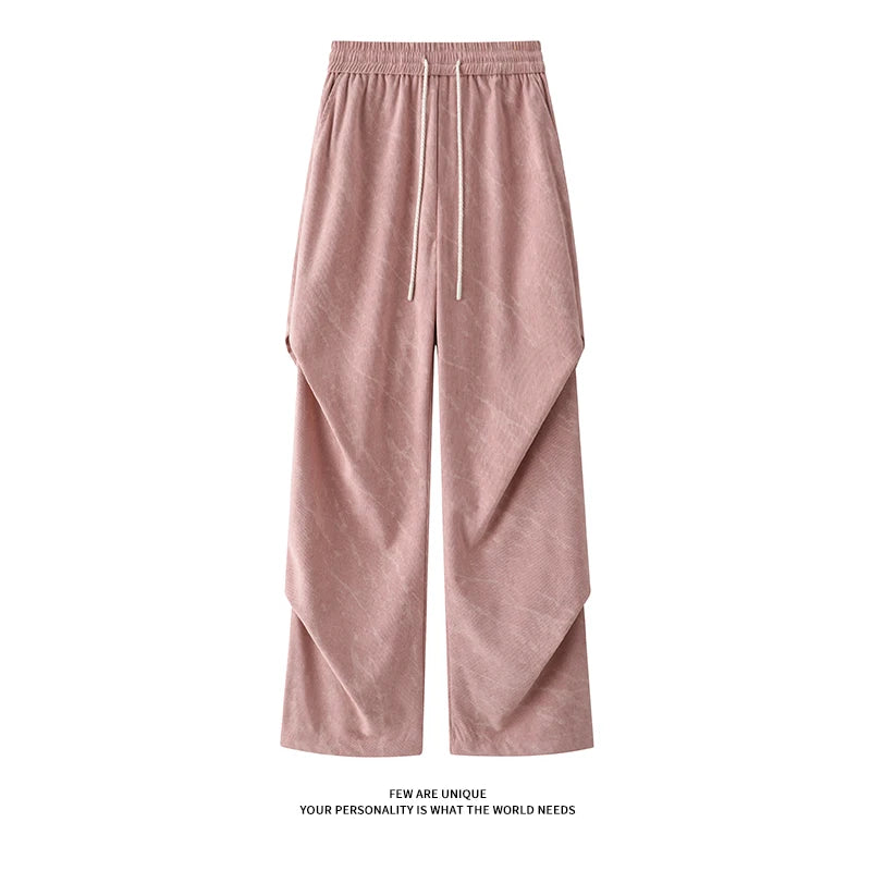 Men’s Corduroy Tie-Dye Cargo Pants Loose Autumn Trousers