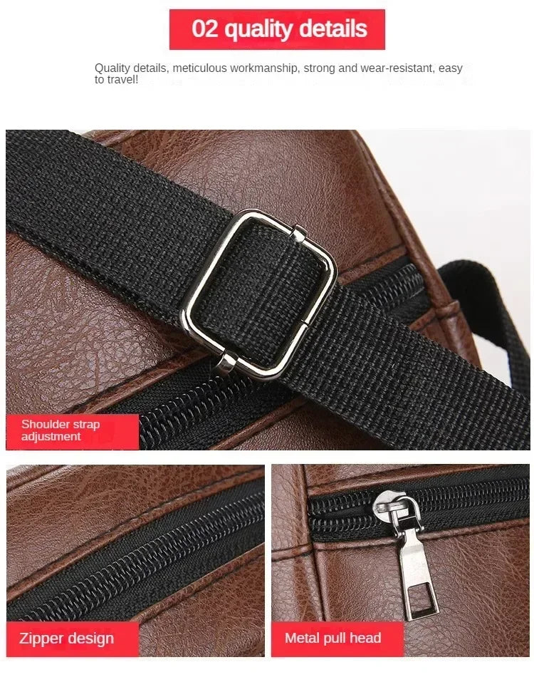 Vintage Messenger Bag Men PU Leather Business Worker Shoulder Bag Brown Black Man Crossbody Bag Male Handbag Gift for Husband