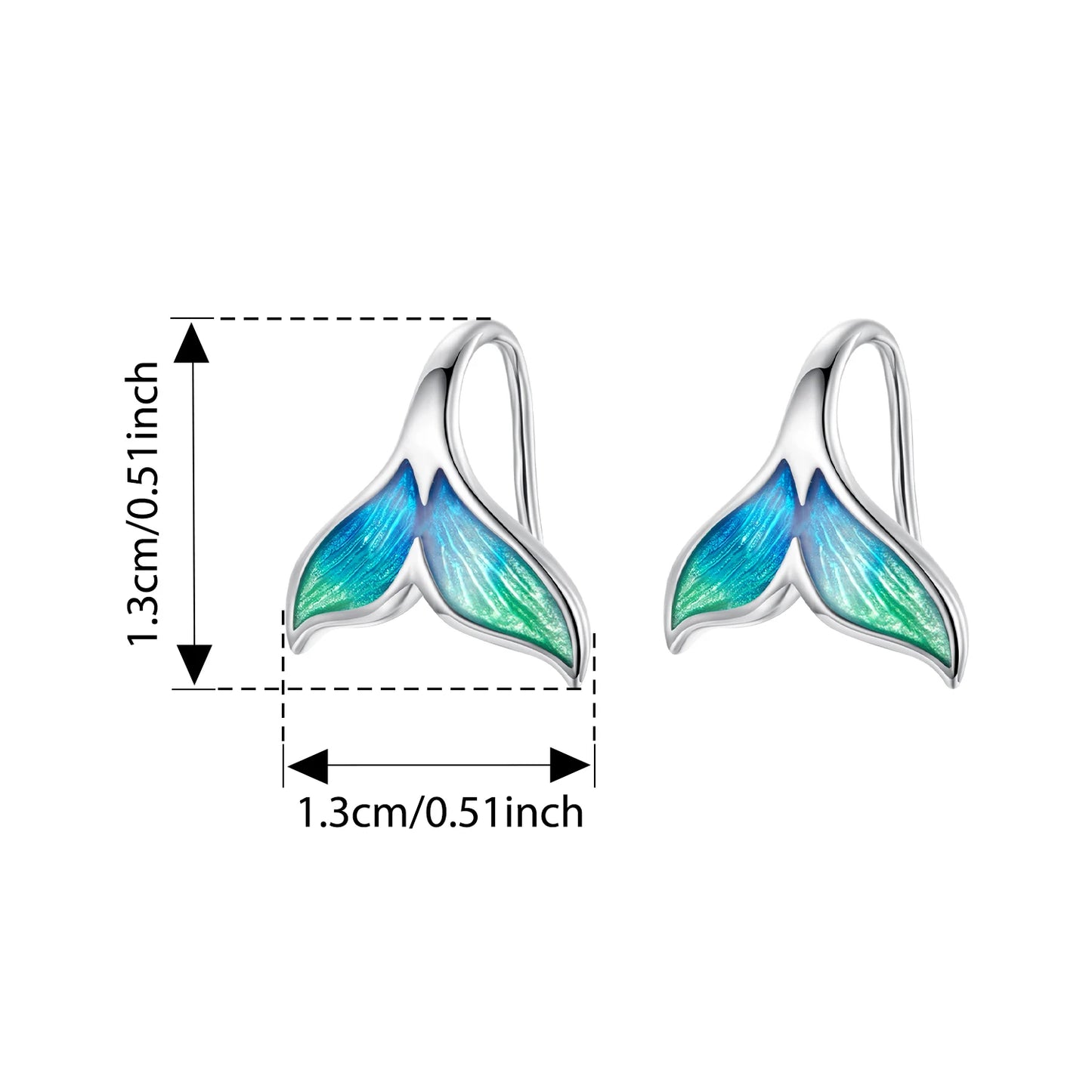 Bamoer 925 Silver Mermaid & Starfish Ocean Hoop Earrings