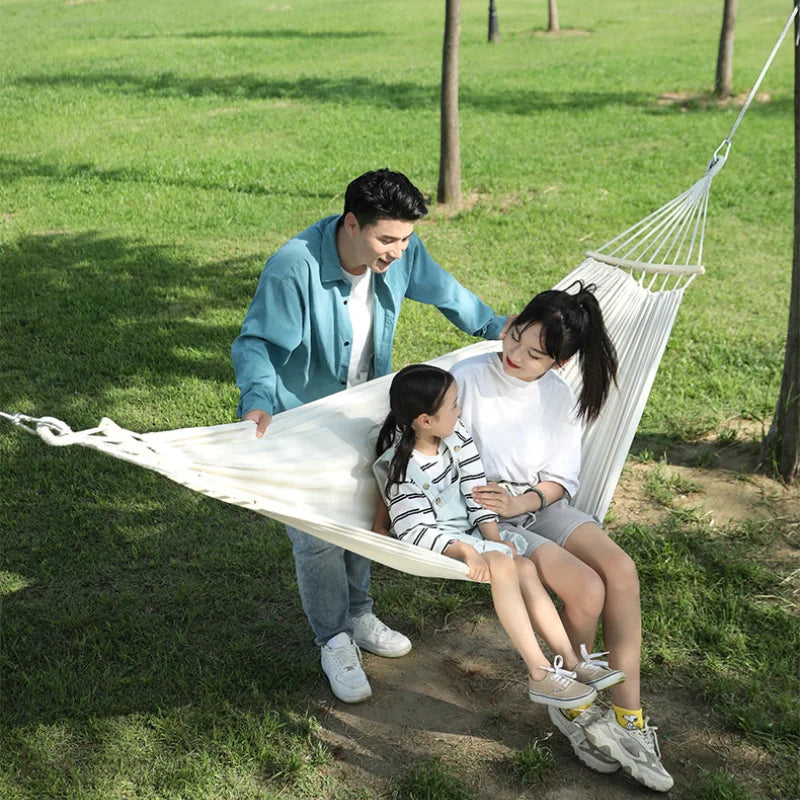 Single Person Portable Outdoor Camping Hammock Foldable High-strength Thick Canvas Anti Roll Leisure Sleep Swing Camp Hammock