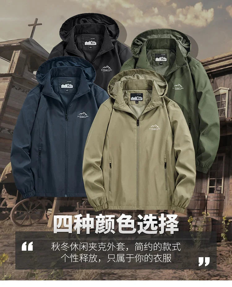 Men’s Hooded Windbreaker Jacket – Autumn Winter Casual Coat
