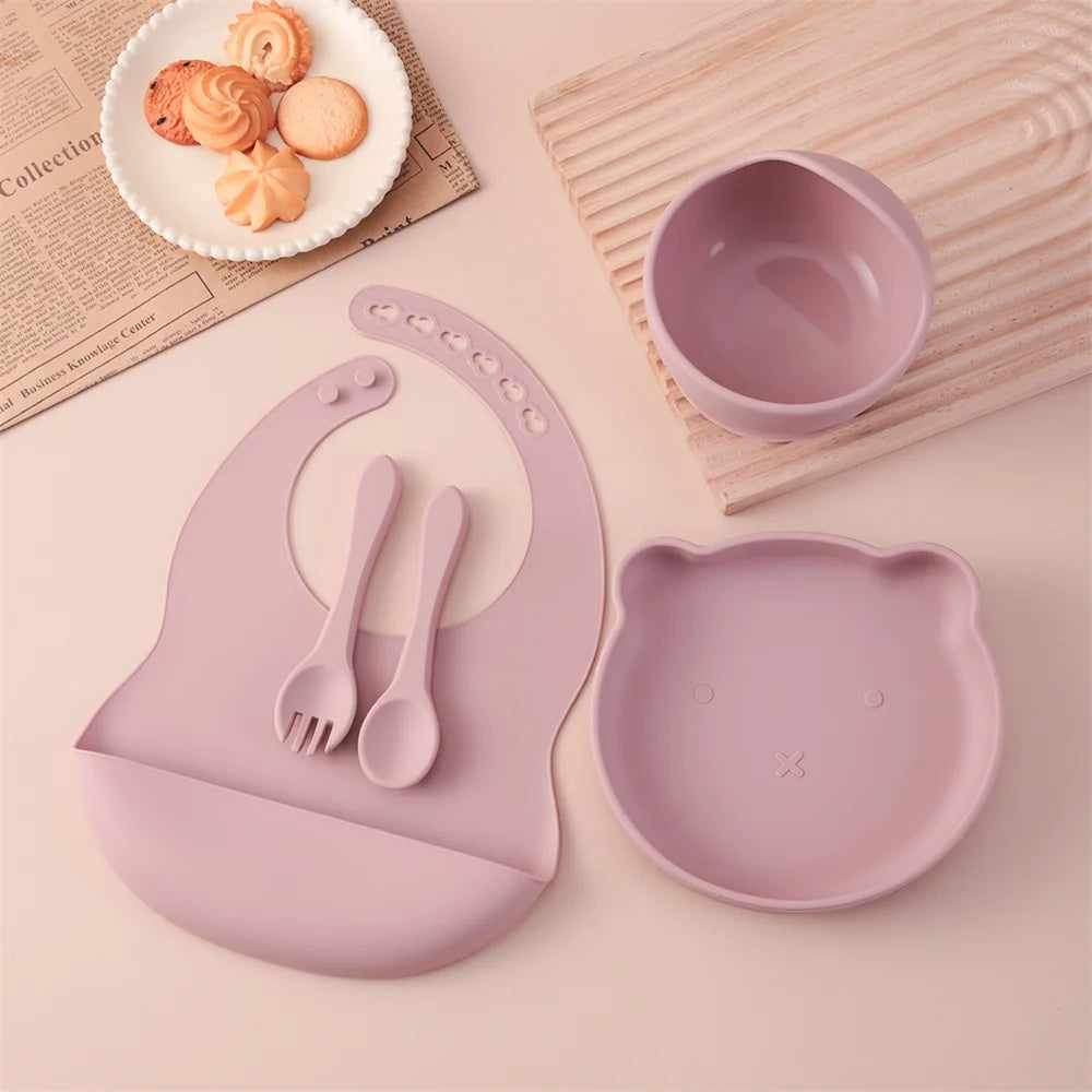 Kids 5PCS Silicone Feeding Set – BPA Free Dinnerware