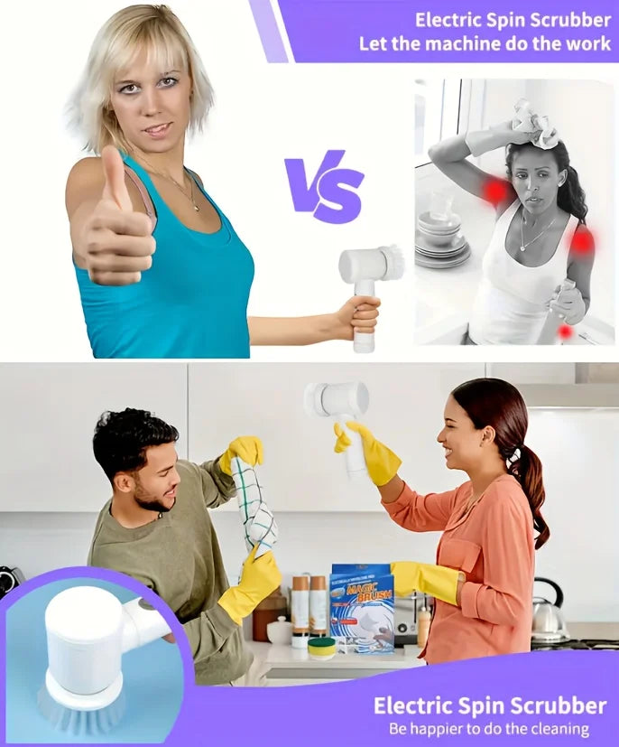 Electric Spin Scrubber – 5-in-1 Rechargeable Cleaning Brush