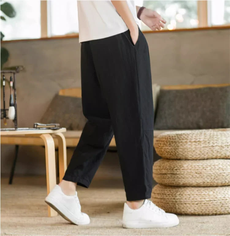 Men’s Cotton Linen Pants – Casual Loose Streetwear