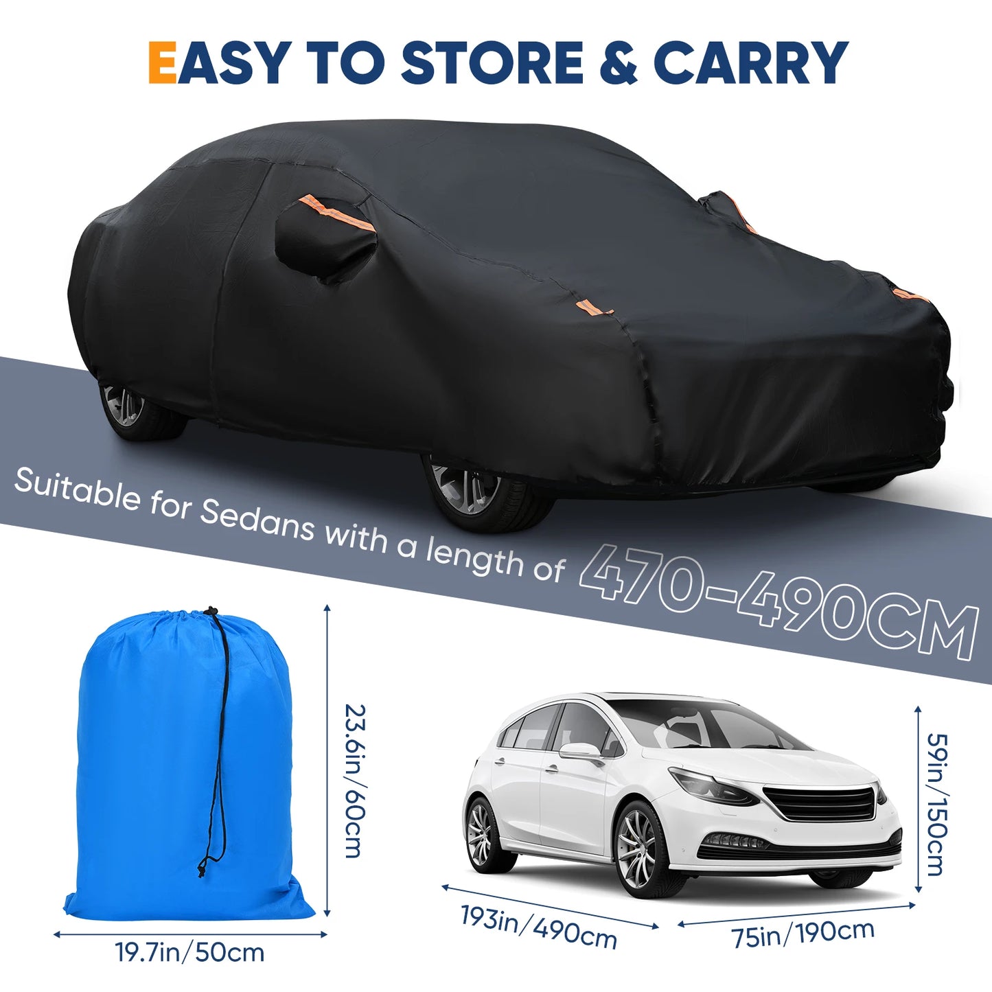 Universal Black Car Cover Dust & Sun Protection
