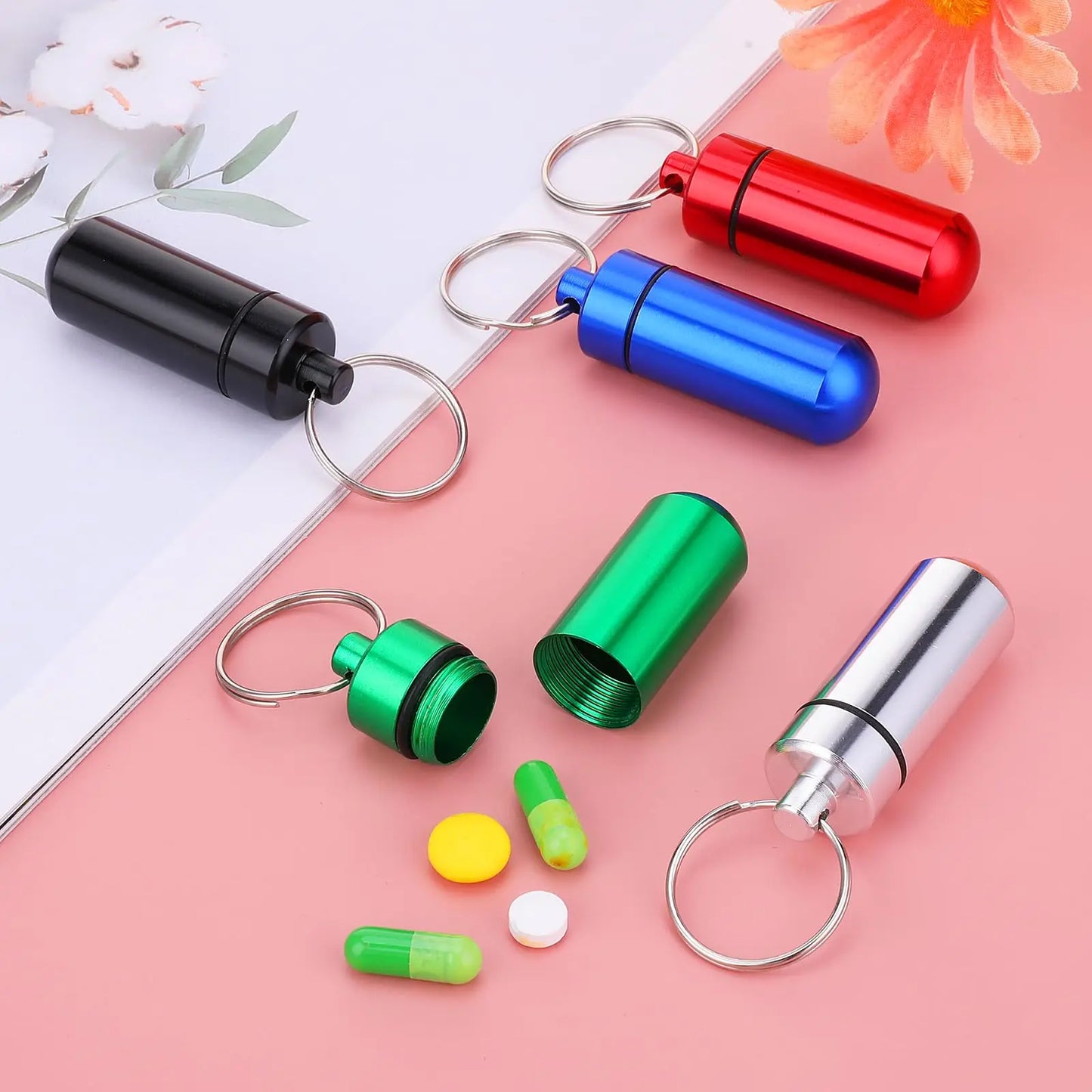 Waterproof Aluminum Pill Holder – Keychain Storage Container