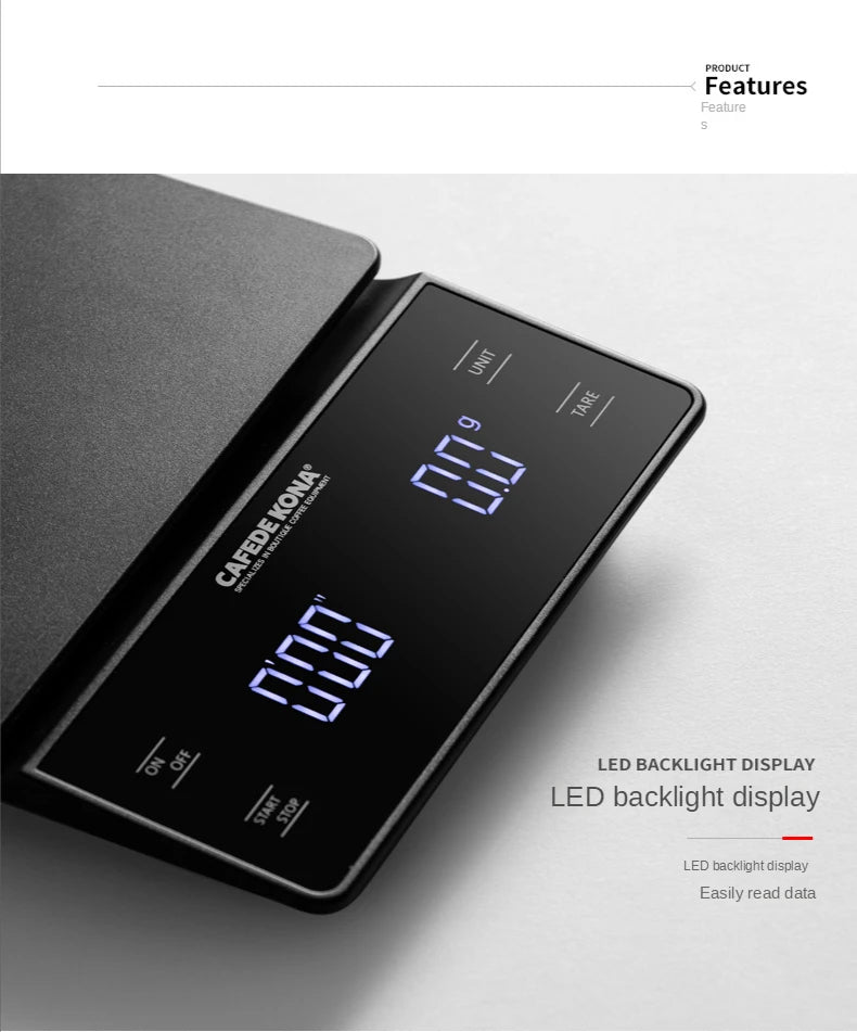 Smart Coffee Scale Kitchen Food Scale Digital Electronic Scale with Timer Precision Jewelry Scale Mini Household Weighing Scale