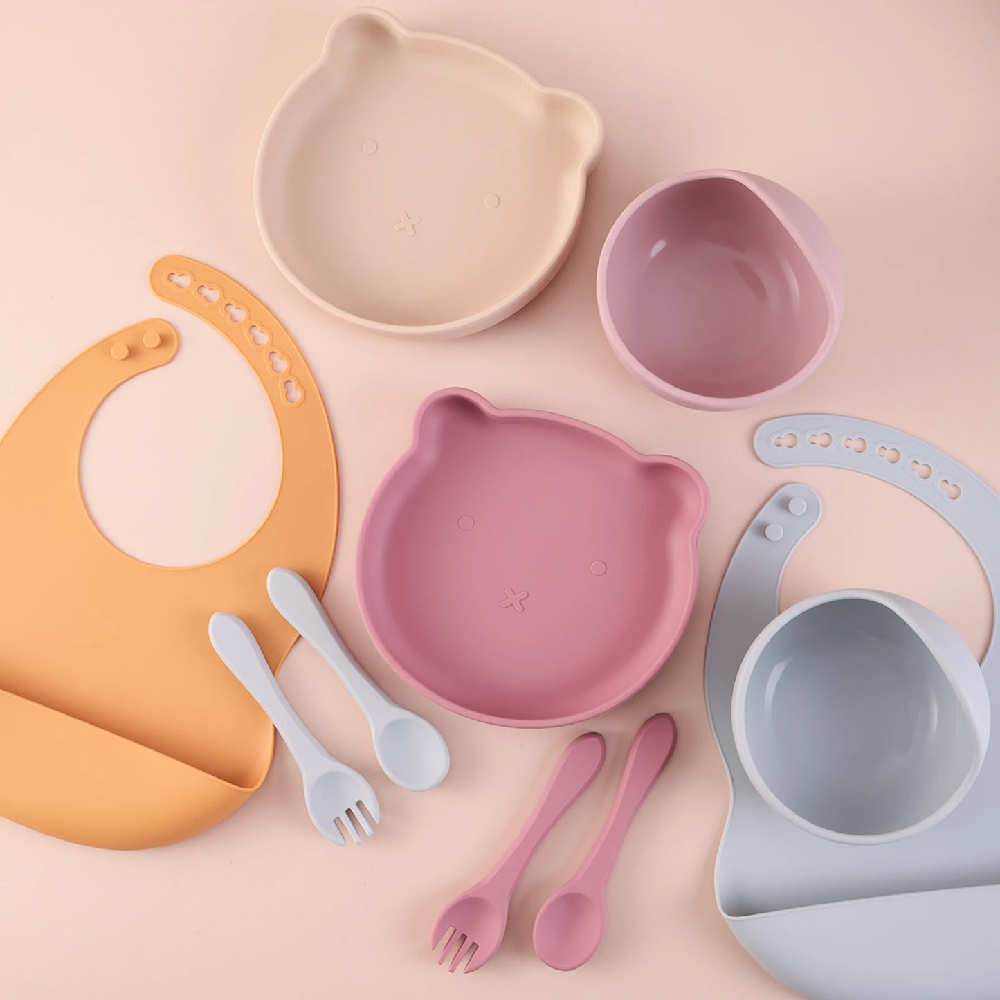 Kids 5PCS Silicone Feeding Set – BPA Free Dinnerware