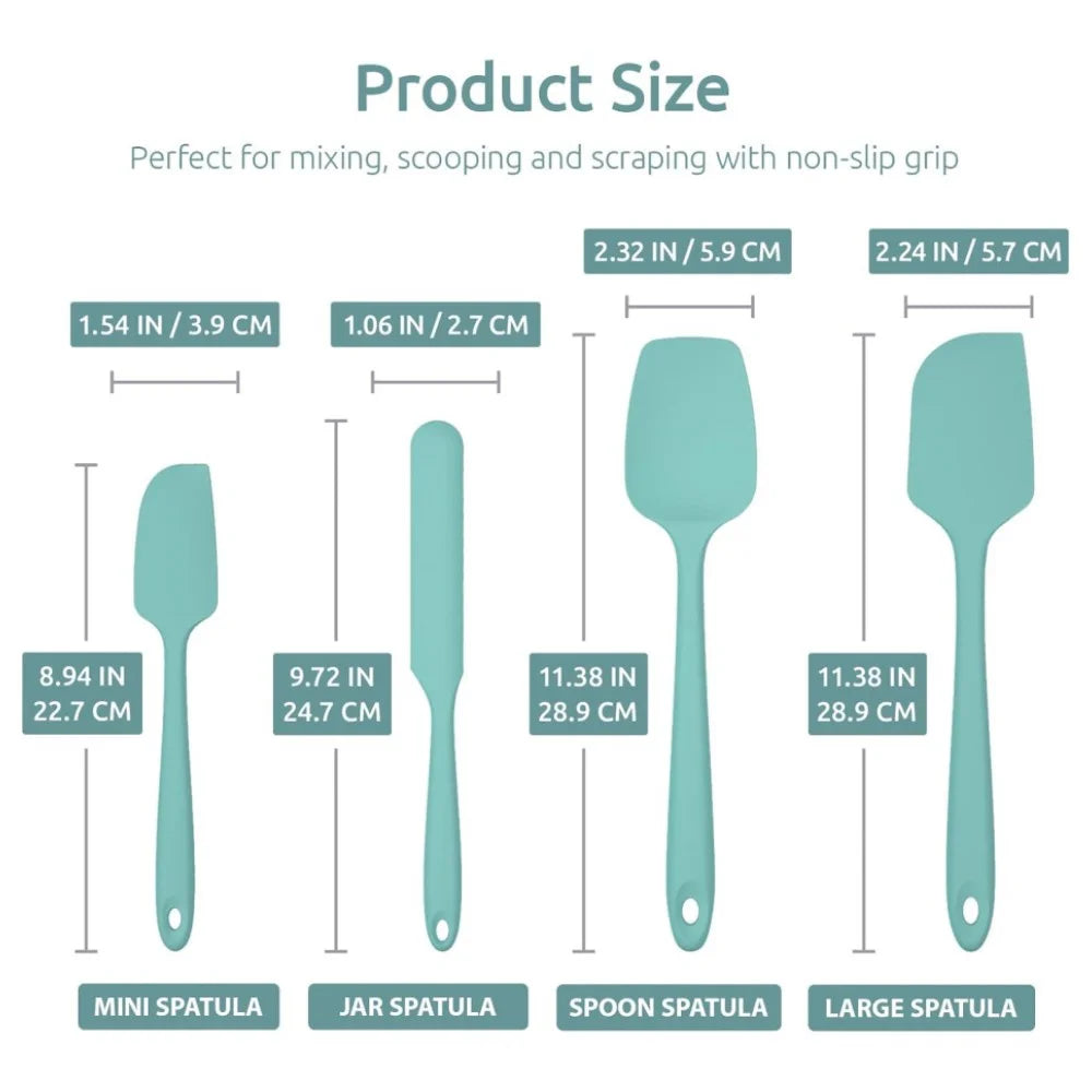600°F Silicone Spatula Set Non-Slip Baking Tools (4pcs)