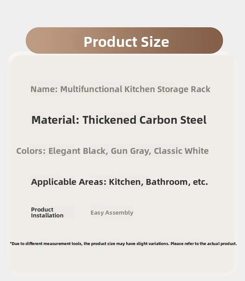 Multi-Layer Kitchen Storage Rack Carbon Steel for Spices and Tools