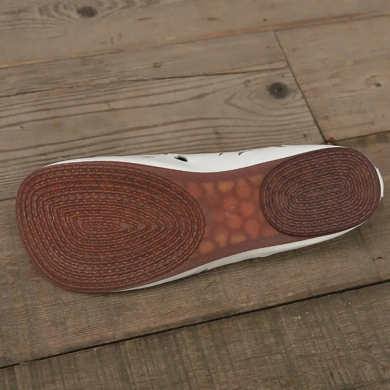 Women’s Genuine Leather Flat Shoes – Mary Jane Slip-On