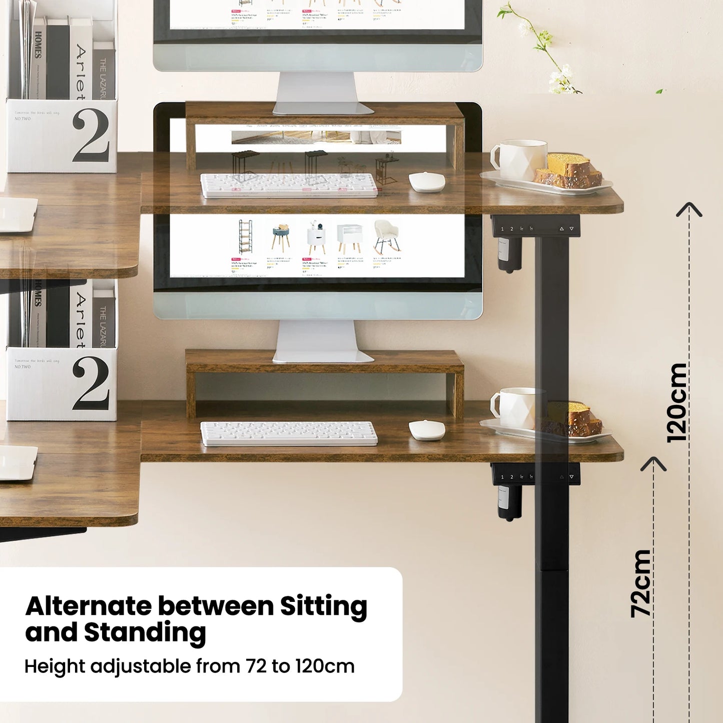 Electric L-Shaped Sit Stand Desk – 140x120cm Adjustable