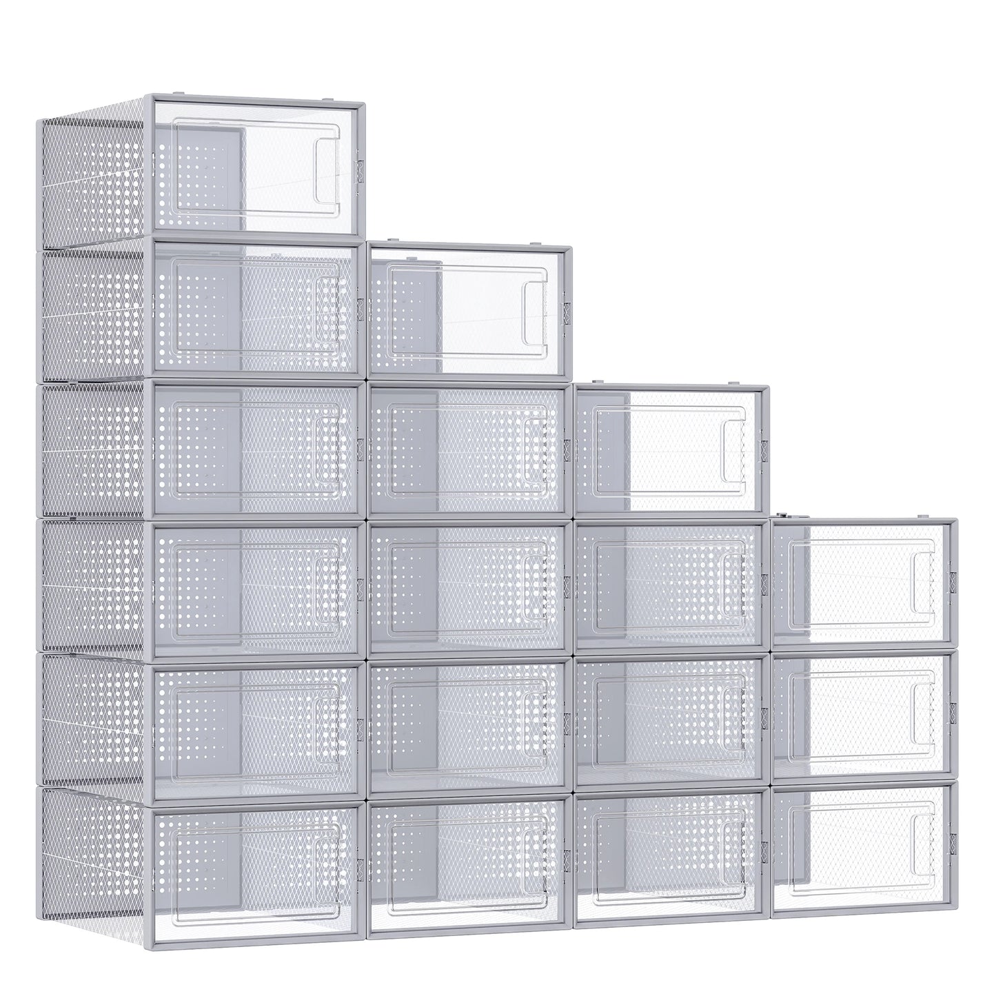 SONGMICS Set 18 Shoe Box Plastic Shoe Organizer for shoes up to size 44