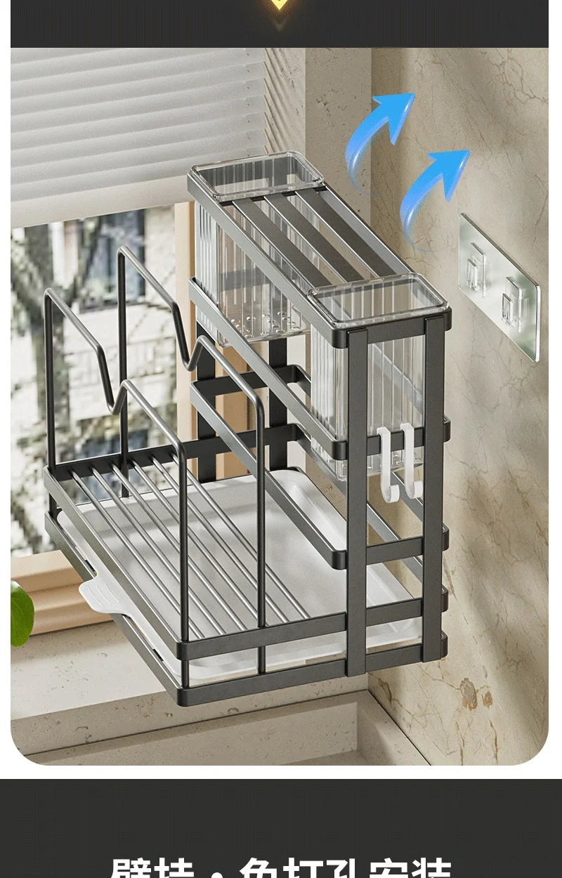 Wall-Mounted Stainless Steel Kitchen Storage Rack