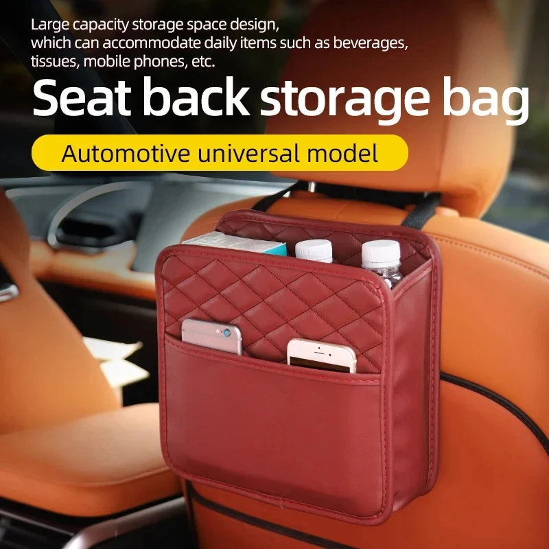 Leather Car Seat Storage Bag – Organizer & Garbage Holder
