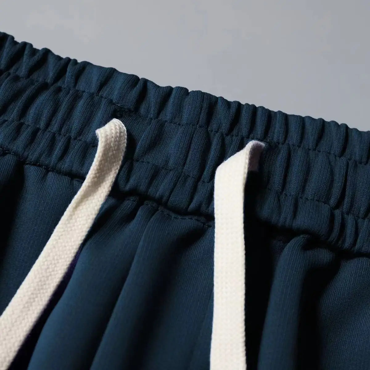 Men’s Slim-Fit Blue Casual Pants with Contrast Ribbon