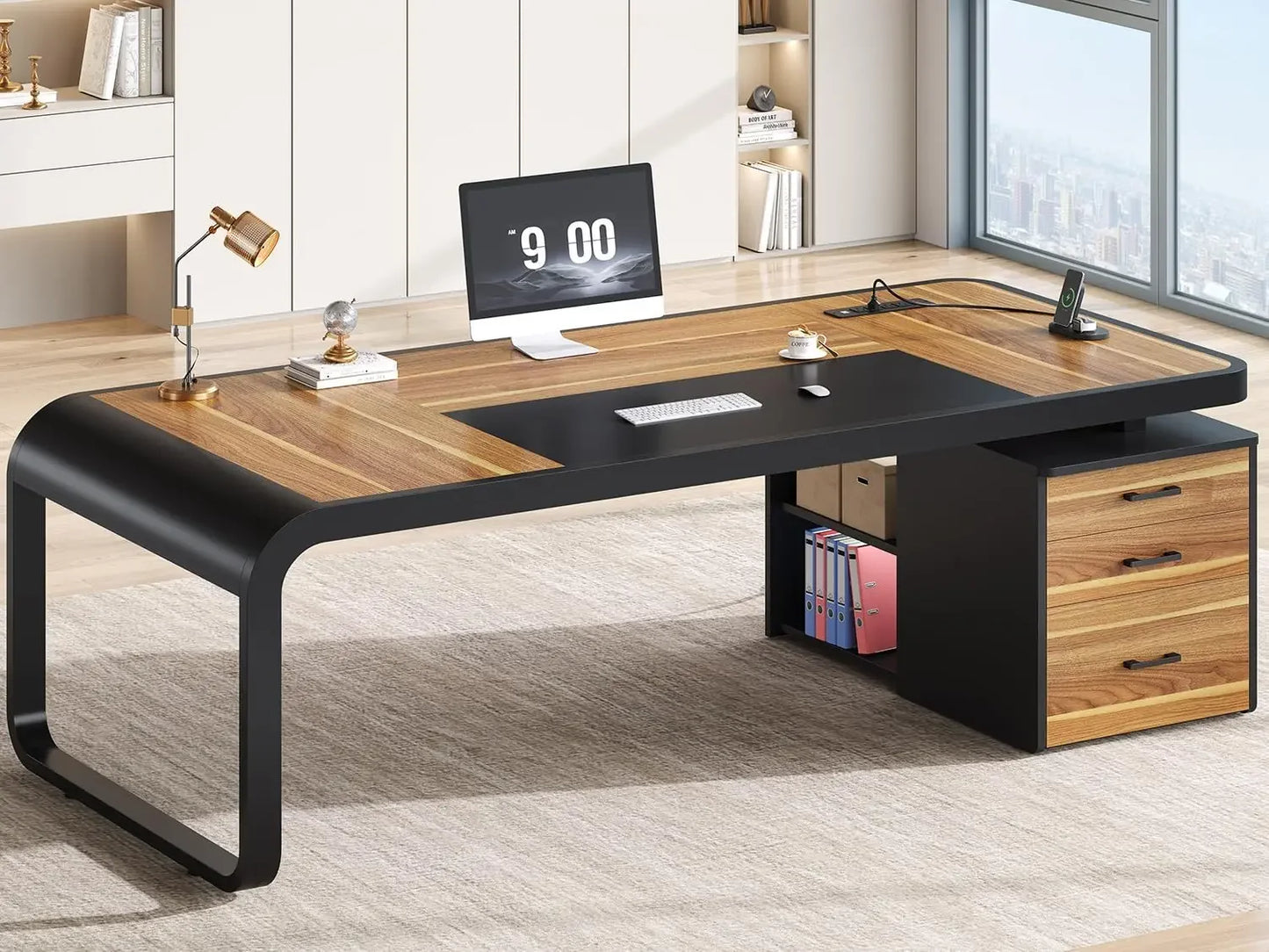 70.9" Executive Office Desk with Storage