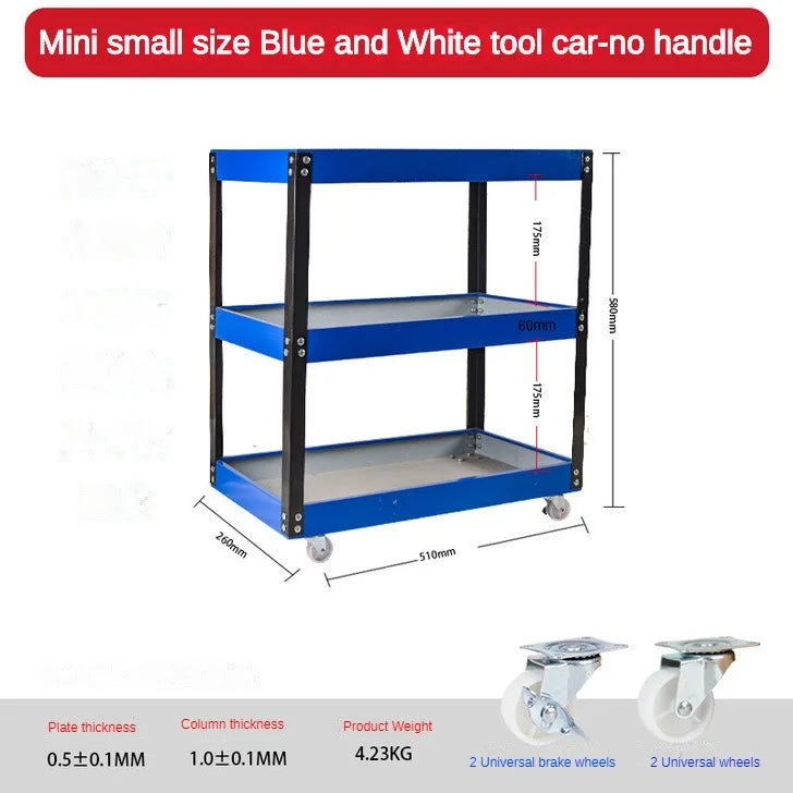 3-Layer Mobile Tool Cart with Wheels Heavy Duty