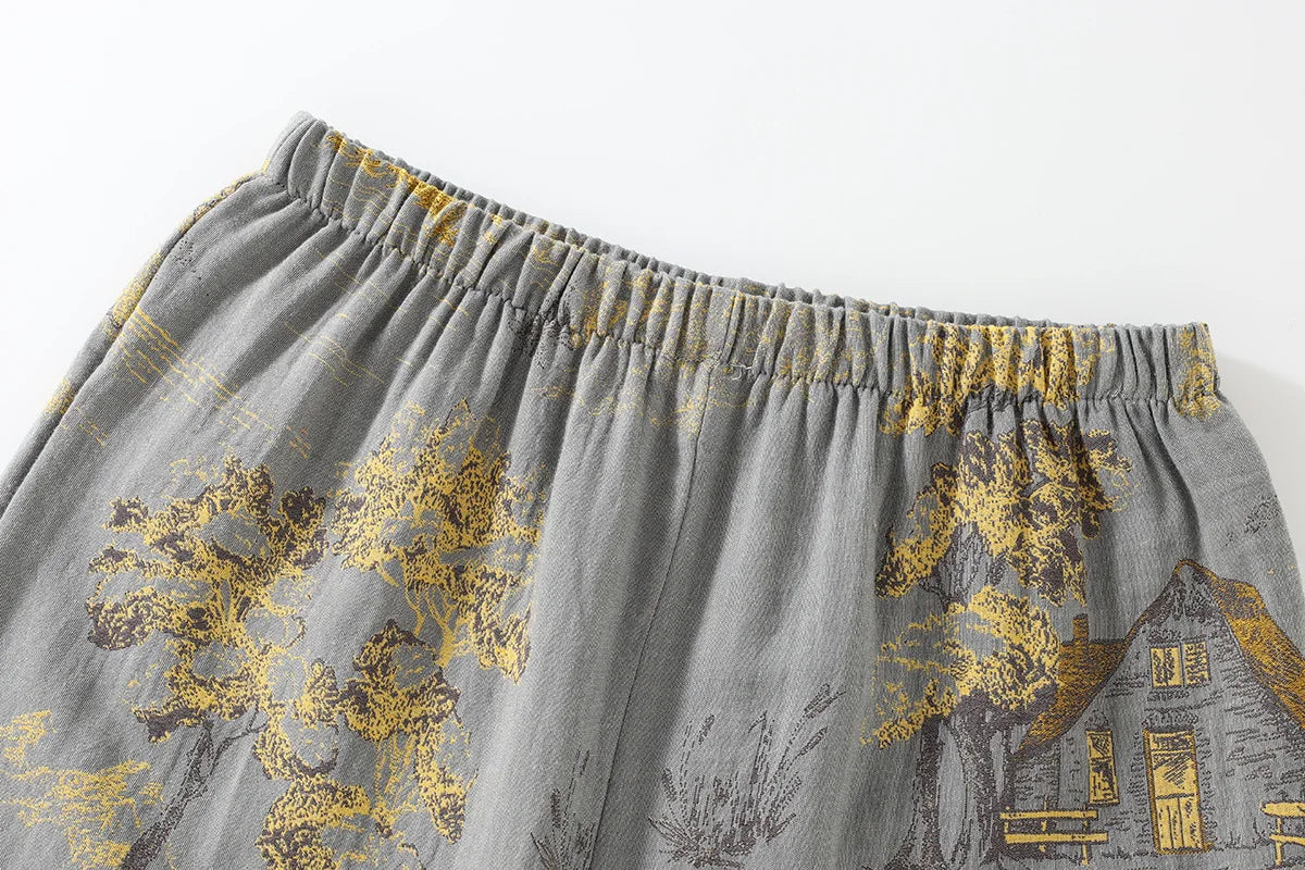 Men’s Cotton Kimono Pajama Robe – Jacquard Print Loungewear