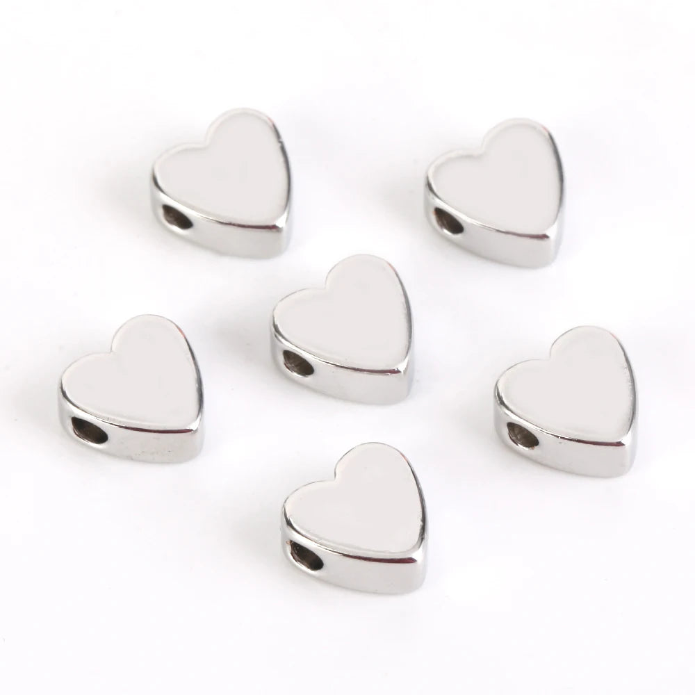 30pcs Gold & Silver Heart Spacer Beads