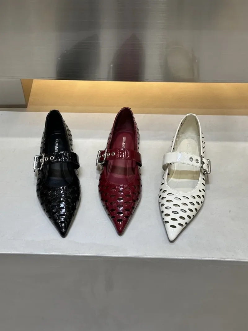 Women Sandals Pointed Toe  Flats Hollow Loafers Shoes