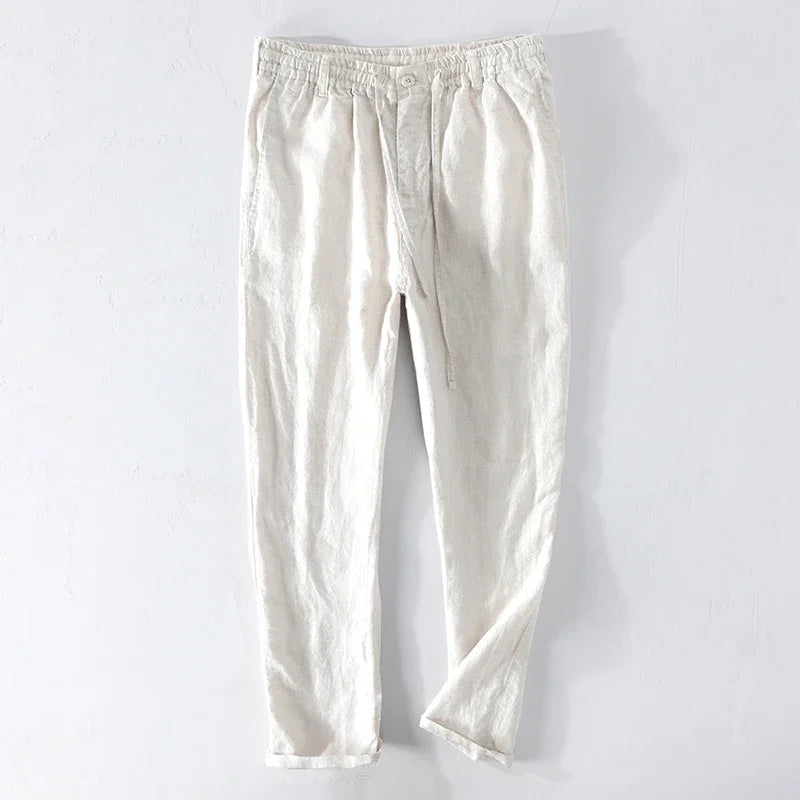 Men’s Linen Dress Pants Casual Loose Summer Trousers